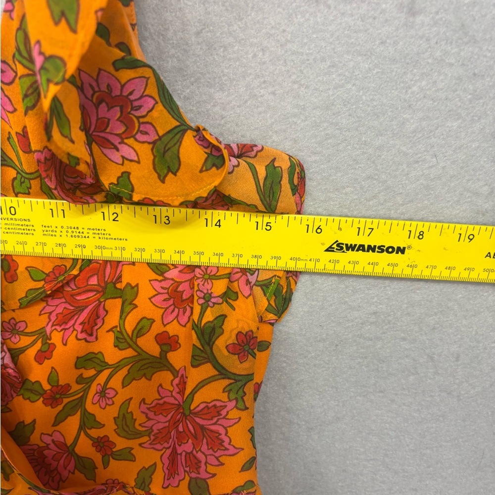 Veronica Beard designer Randa blouse 100% silk orange floral size 4 - Picture 13 of 16